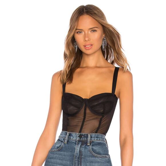 Guizio | Zita Mesh Corset Black Sheer Top M - Picture 1 of 7